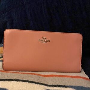 Coach Pink Leather Skinny Wallet
